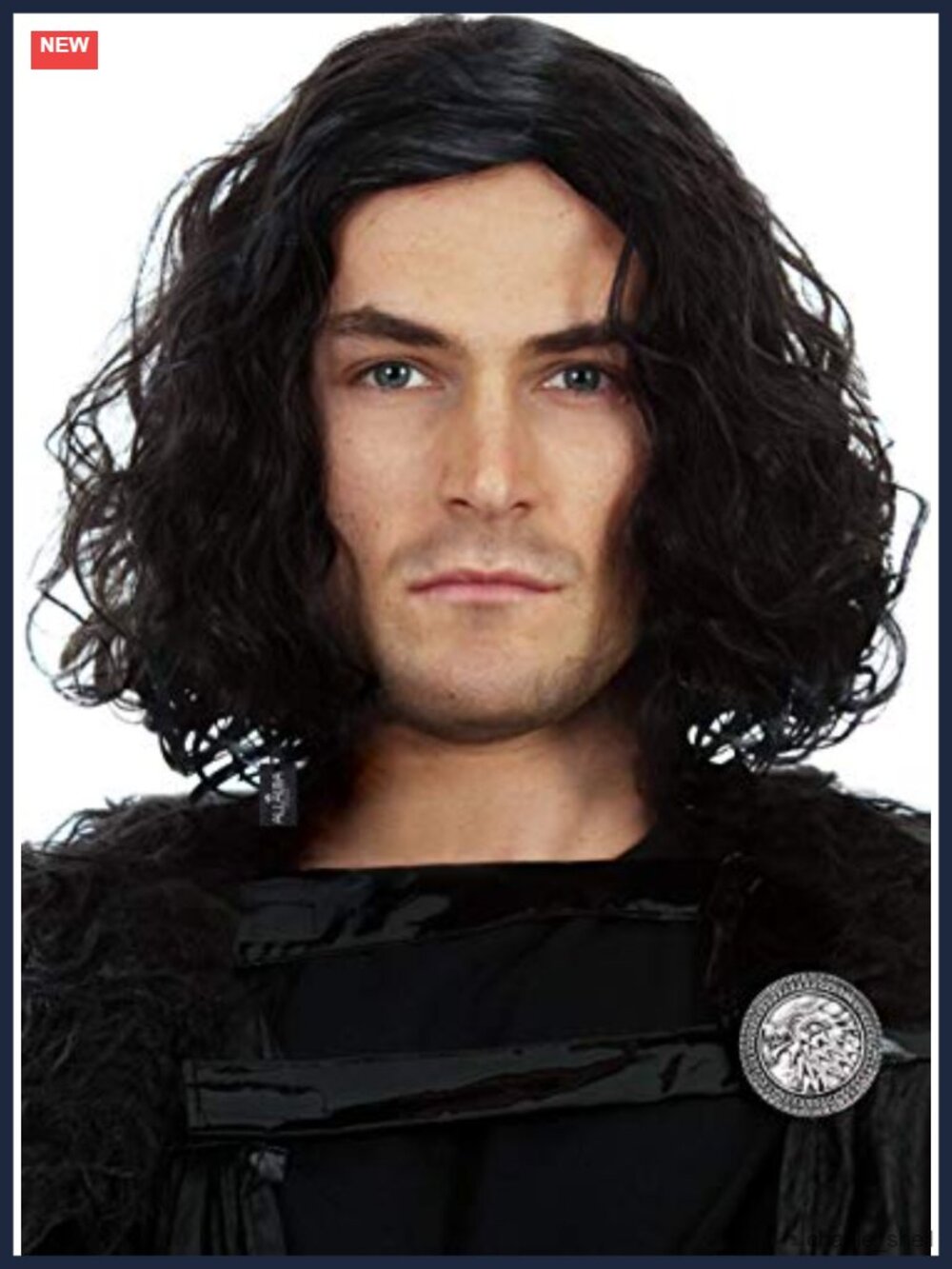 Nordic Snow King Wig Mens Short Black Curly Cosplay Costume